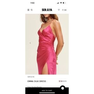 NWT SER.O.YA Silk Dress Women’s Size XL Hot Pink Emma Thigh Slit